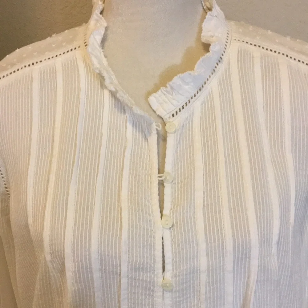 Quince Long Sleeve Textured Cotton Peasant Blouse in Organic Cotton, Medium - Picture 3 of 10